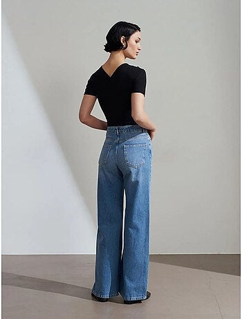 DILVIN Jean Large En Denim De Coton, Taille Haute