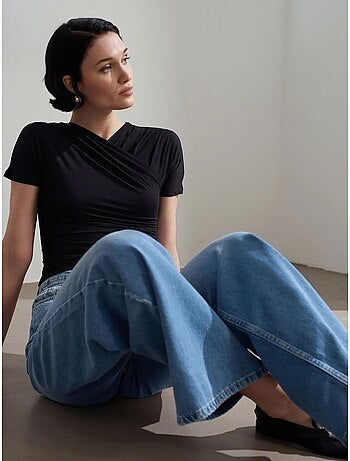 DILVIN Jean Large En Denim De Coton, Taille Haute