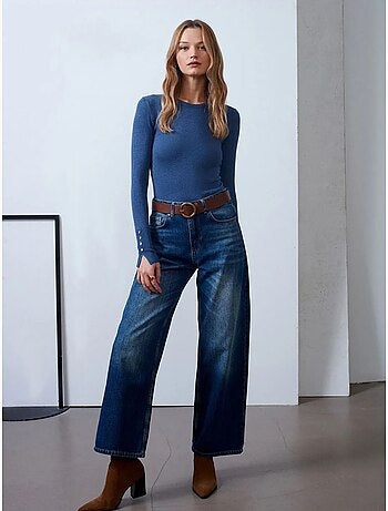 DILVIN Jean Large En Denim De Coton Taille Haute