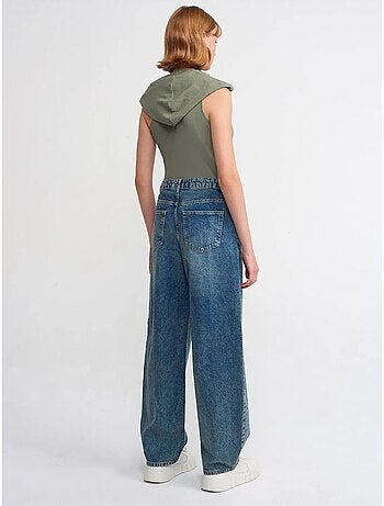DILVIN Jean Large En Denim De Coton, Taille Haute