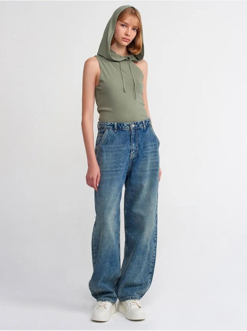 DILVIN Jean Large En Denim De Coton, Taille Haute - Kiabi DILVIN Jean Large En Denim De Coton, Taille Haute - Kiabi
