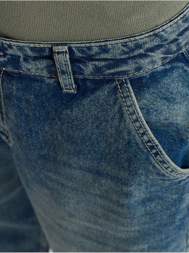 DILVIN Jean Large En Denim De Coton, Taille Haute Bleu saphir - Kiabi