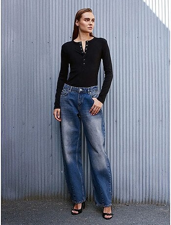 DILVIN Jean Large En Denim De Coton, Taille Haute