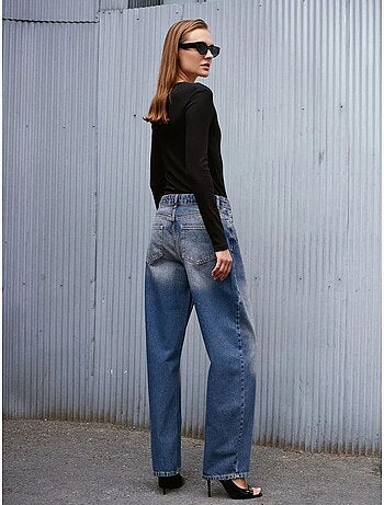 DILVIN Jean Large En Denim De Coton, Taille Haute