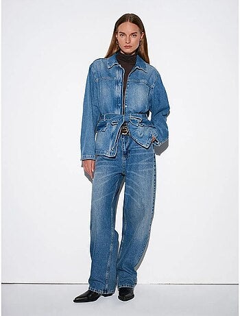 DILVIN Jean Large En Denim De Coton, Taille Haute