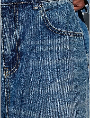DILVIN Jean Large En Denim De Coton, Taille Haute
