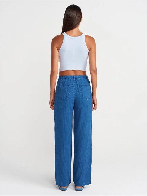 DILVIN Jean Large Rayé En Tencel À Taille Mi-haute - Kiabi DILVIN Jean Large Rayé En Tencel À Taille Mi-haute - Kiabi