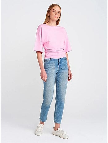 DILVIN Jean Mom Taille Haute À Jambe Droite