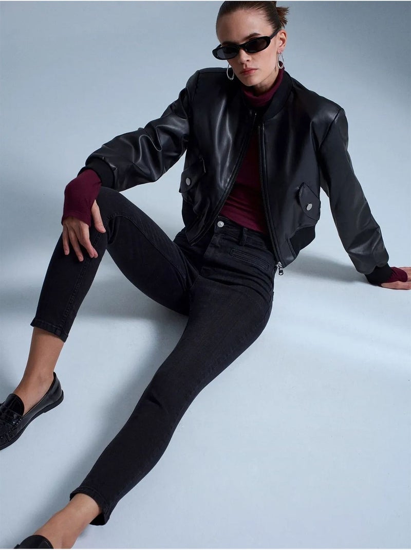 DILVIN Jean Skinny Taille Haute Noir - Kiabi