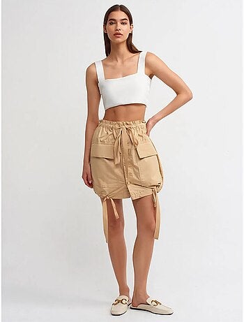 DILVIN Jupe Cargo Mini À Taille Haute