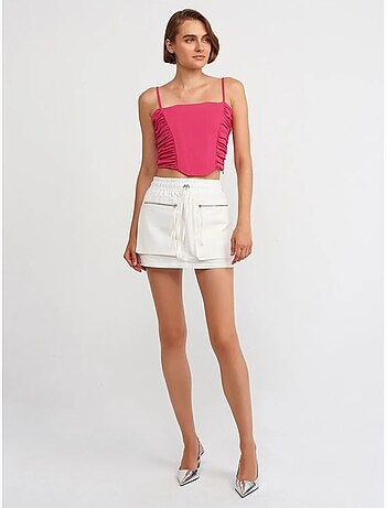 DILVIN Jupe Cargo Mini En Popeline De Coton, Taille Haute