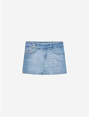 Dilvin jupe courte en denim à taille haute et ceinture