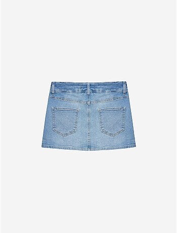 Dilvin jupe courte en denim à taille haute et ceinture