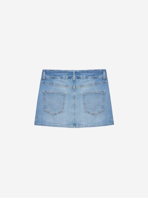 Dilvin jupe courte en denim à taille haute et ceinture - Kiabi Dilvin jupe courte en denim à taille haute et ceinture - Kiabi