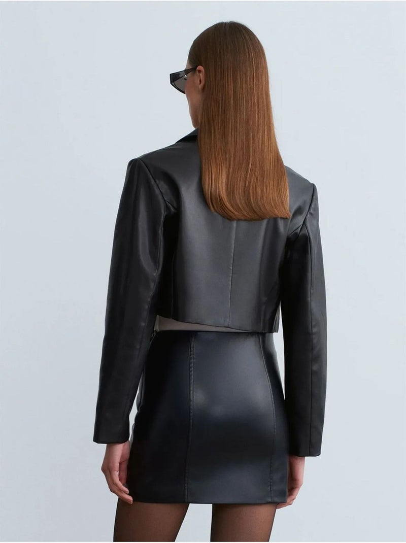 DILVIN Jupe Courte En Simili Cuir Taille Haute Noir - Kiabi