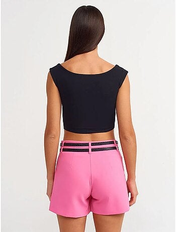 DILVIN Jupe Courte Skater Taille Haute Avec Ceinture