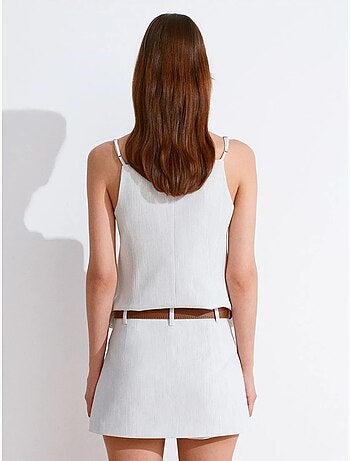 DILVIN Jupe Courte Trapèze À Taille Haute Avec Ceinture