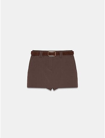 DILVIN Jupe Courte Trapèze À Taille Haute Et Ceinture