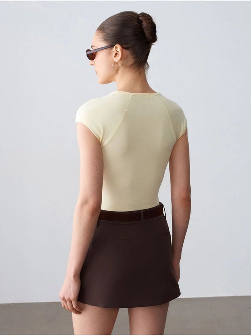 DILVIN Jupe Courte Trapèze À Taille Haute Et Ceinture - Kiabi