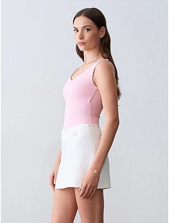 DILVIN Jupe Courte Trapèze Taille Haute Avec Ceinture
