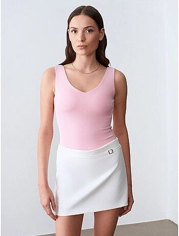 DILVIN Jupe Courte Trapèze Taille Haute Avec Ceinture