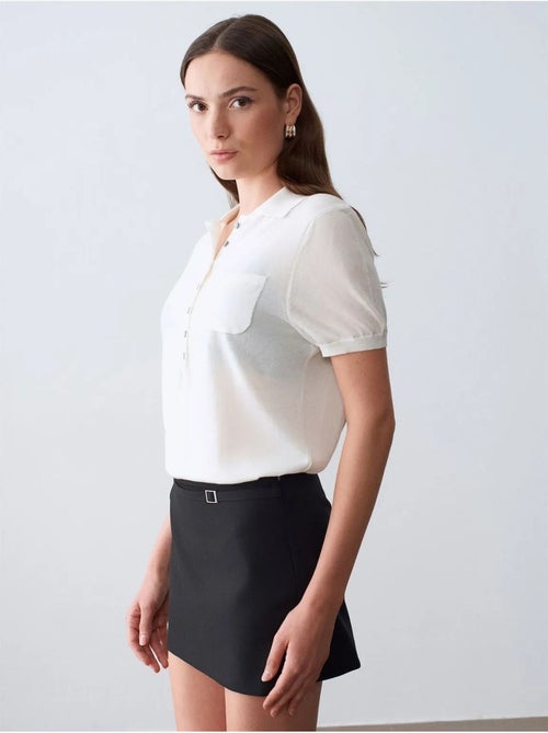 DILVIN Jupe Courte Trapèze Taille Haute Avec Ceinture - Kiabi