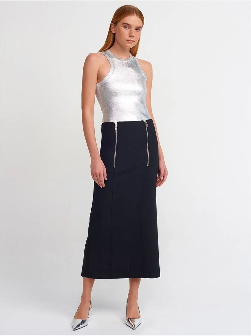DILVIN Jupe Crayon Midi Taille Haute Noir - Kiabi
