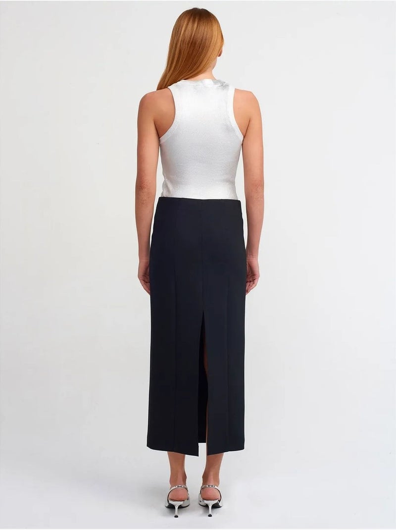 DILVIN Jupe Crayon Midi Taille Haute Noir - Kiabi