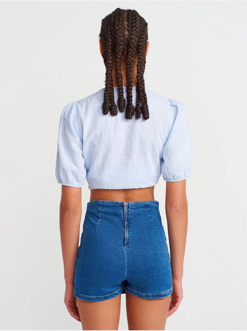 DILVIN Jupe En Denim Mini Trapèze, Taille Haute Bleu roi - Kiabi