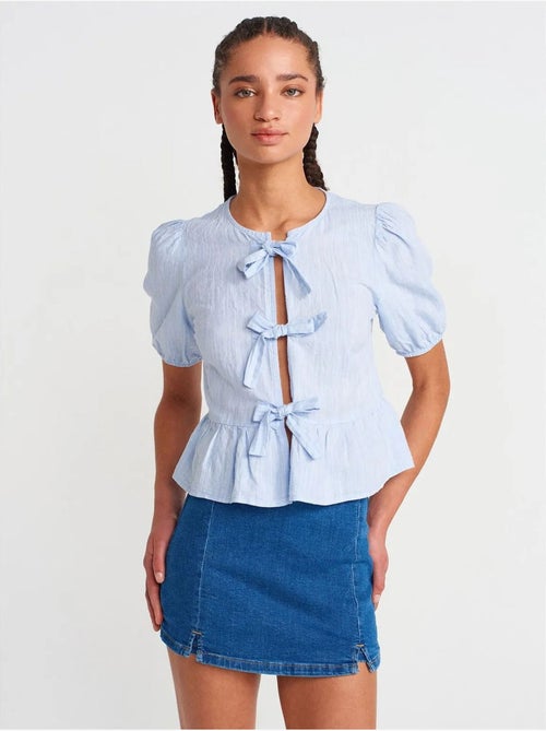 DILVIN Jupe En Denim Mini Trapèze, Taille Haute - Kiabi DILVIN Jupe En Denim Mini Trapèze, Taille Haute - Kiabi