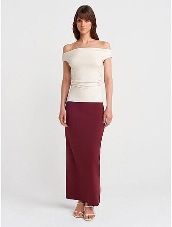 DILVIN Jupe Longue Crayon À Taille Haute
