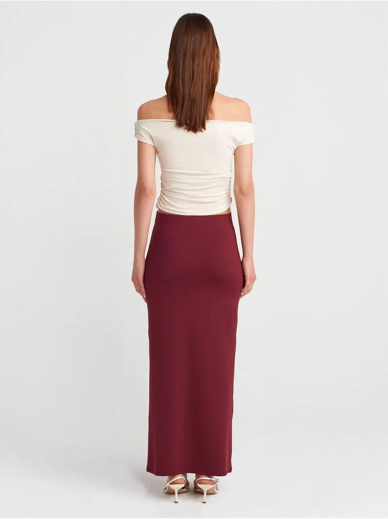 DILVIN Jupe Longue Crayon À Taille Haute Rouge bordeaux - Kiabi