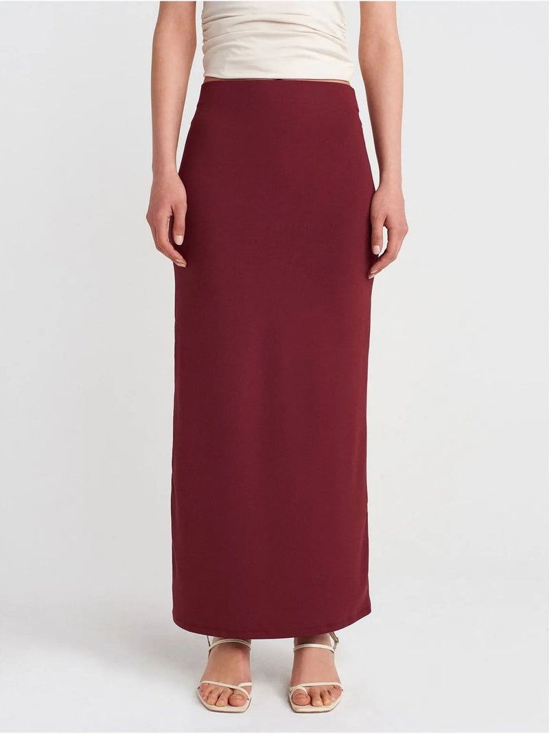 DILVIN Jupe Longue Crayon À Taille Haute Rouge bordeaux - Kiabi