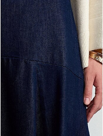 DILVIN Jupe Longue En Denim Coupe A À Taille Haute