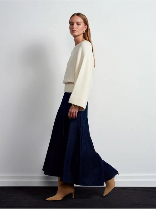 DILVIN Jupe Longue En Denim Coupe A À Taille Haute - Kiabi DILVIN Jupe Longue En Denim Coupe A À Taille Haute - Kiabi