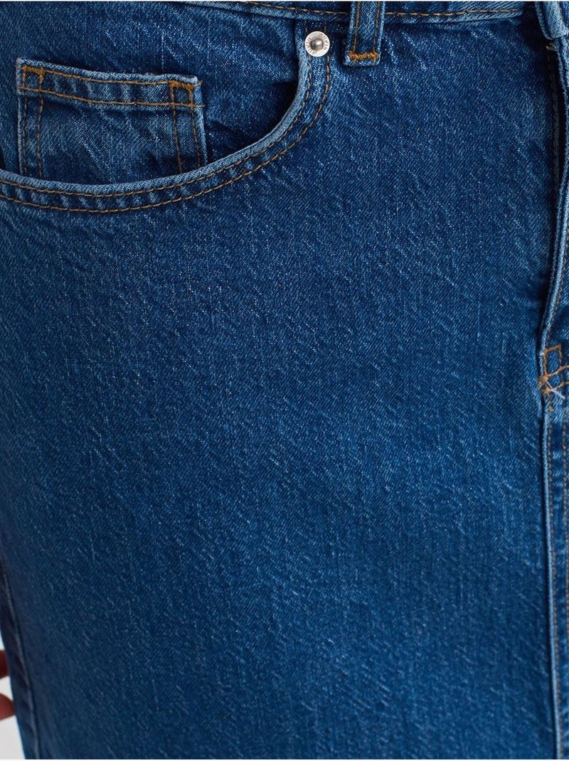 Dilvin jupe longue en denim droite à taille haute Bleu saphir - Kiabi