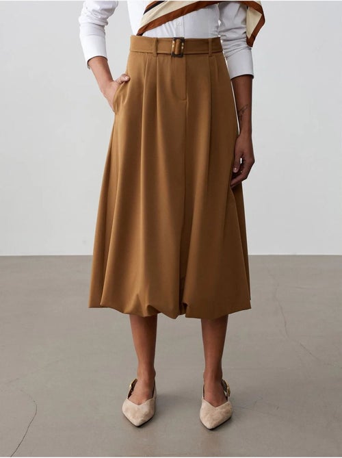 DILVIN Jupe Midi Ballon Taille Haute Avec Ceinture - Kiabi DILVIN Jupe Midi Ballon Taille Haute Avec Ceinture - Kiabi