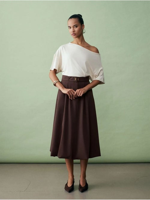 DILVIN Jupe Midi Ballon Taille Haute Avec Ceinture - Kiabi DILVIN Jupe Midi Ballon Taille Haute Avec Ceinture - Kiabi