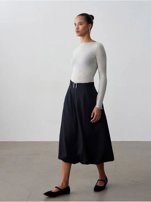 DILVIN Jupe Midi Ballon Taille Haute Avec Ceinture - Kiabi DILVIN Jupe Midi Ballon Taille Haute Avec Ceinture - Kiabi