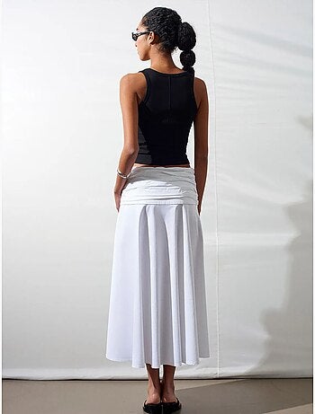 DILVIN Jupe Midi Trapèze Taille Haute