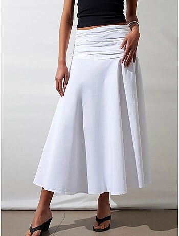 DILVIN Jupe Midi Trapèze Taille Haute
