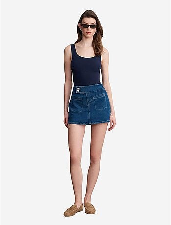 DILVIN Jupe Mini En Denim Droite À Taille Haute