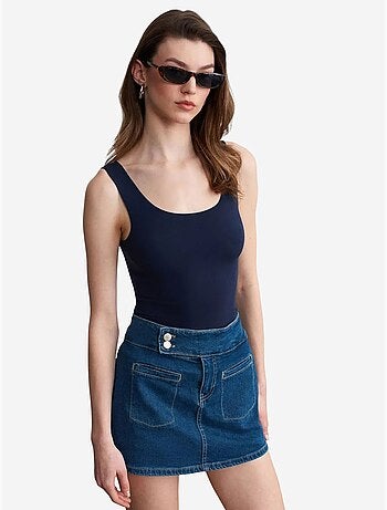 DILVIN Jupe Mini En Denim Droite À Taille Haute