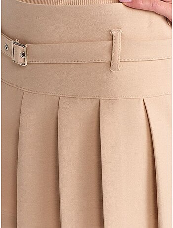 DILVIN Jupe Mini Plissée Taille Haute Avec Ceinture
