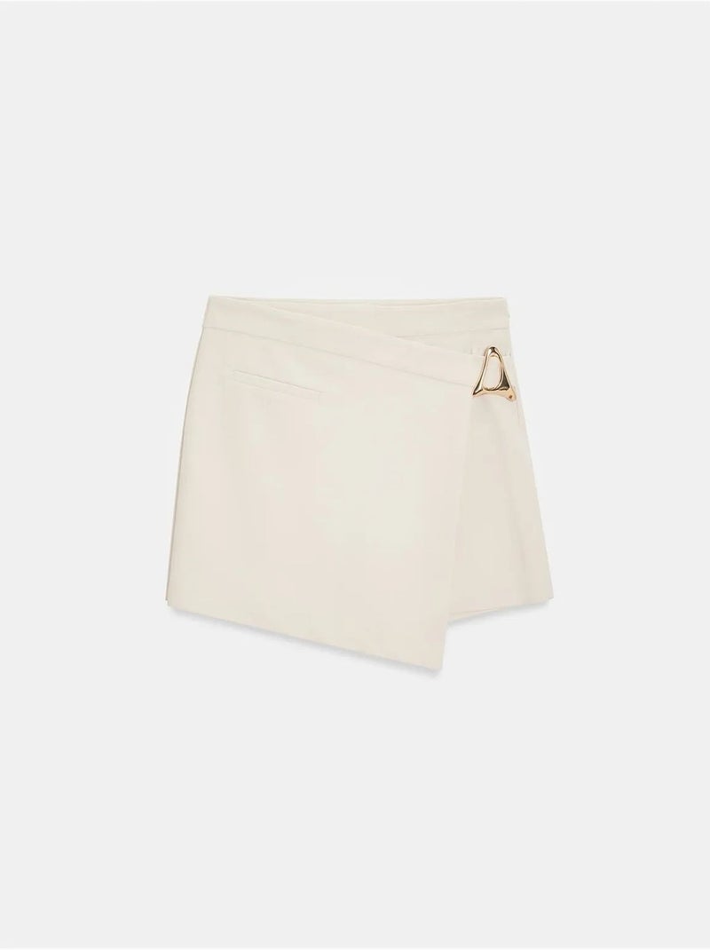 DILVIN Jupe Mini Trapèze Taille Haute Avec Ceinture Sable - Kiabi