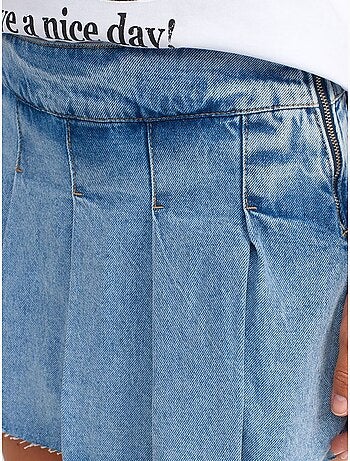 DILVIN Jupe Skater En Denim Mini, Taille Mi-haute