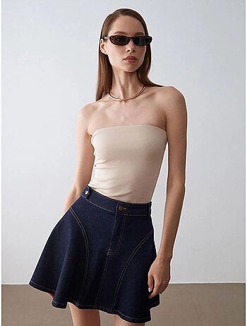 DILVIN Jupe Skater Mini Taille Haute
