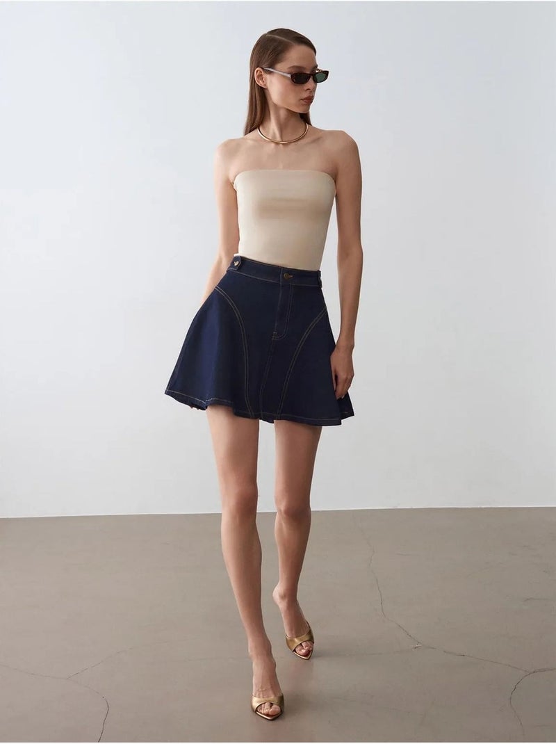 DILVIN Jupe Skater Mini Taille Haute Bleu outremer - Kiabi