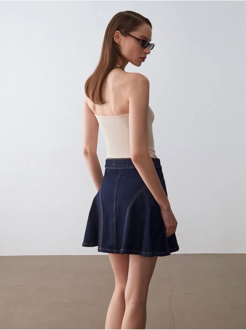 DILVIN Jupe Skater Mini Taille Haute Bleu outremer - Kiabi