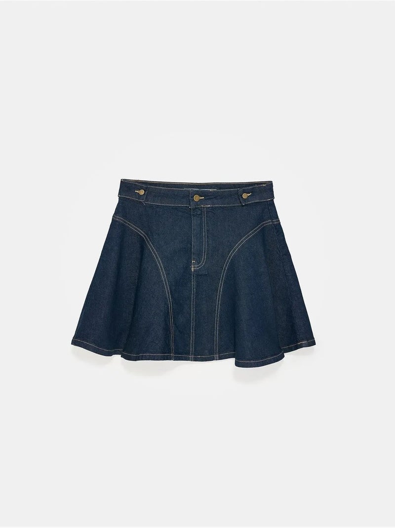 DILVIN Jupe Skater Mini Taille Haute Bleu outremer - Kiabi